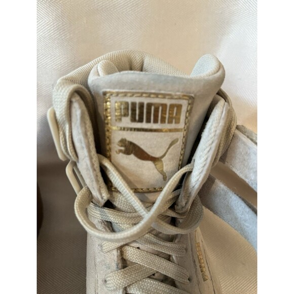 Puma Suede Old Skool 80’s High tops, Women Size‎ 6.5 Beige w/ Gold Puma - Picture 5 of 12